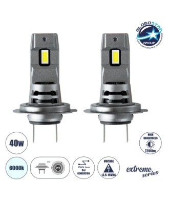 GloboStar® 85649 7S H7 KIT Βασικού Φωτισμού Αυτοκινήτου & Μοτοσυκλέτας 3rd Generation Can-Bus Extreme Series LED 7035 SMD 40W 7200lm DC 13.5-15V Αδιάβροχο IP68 Ψυχρό Λευκό 6000K